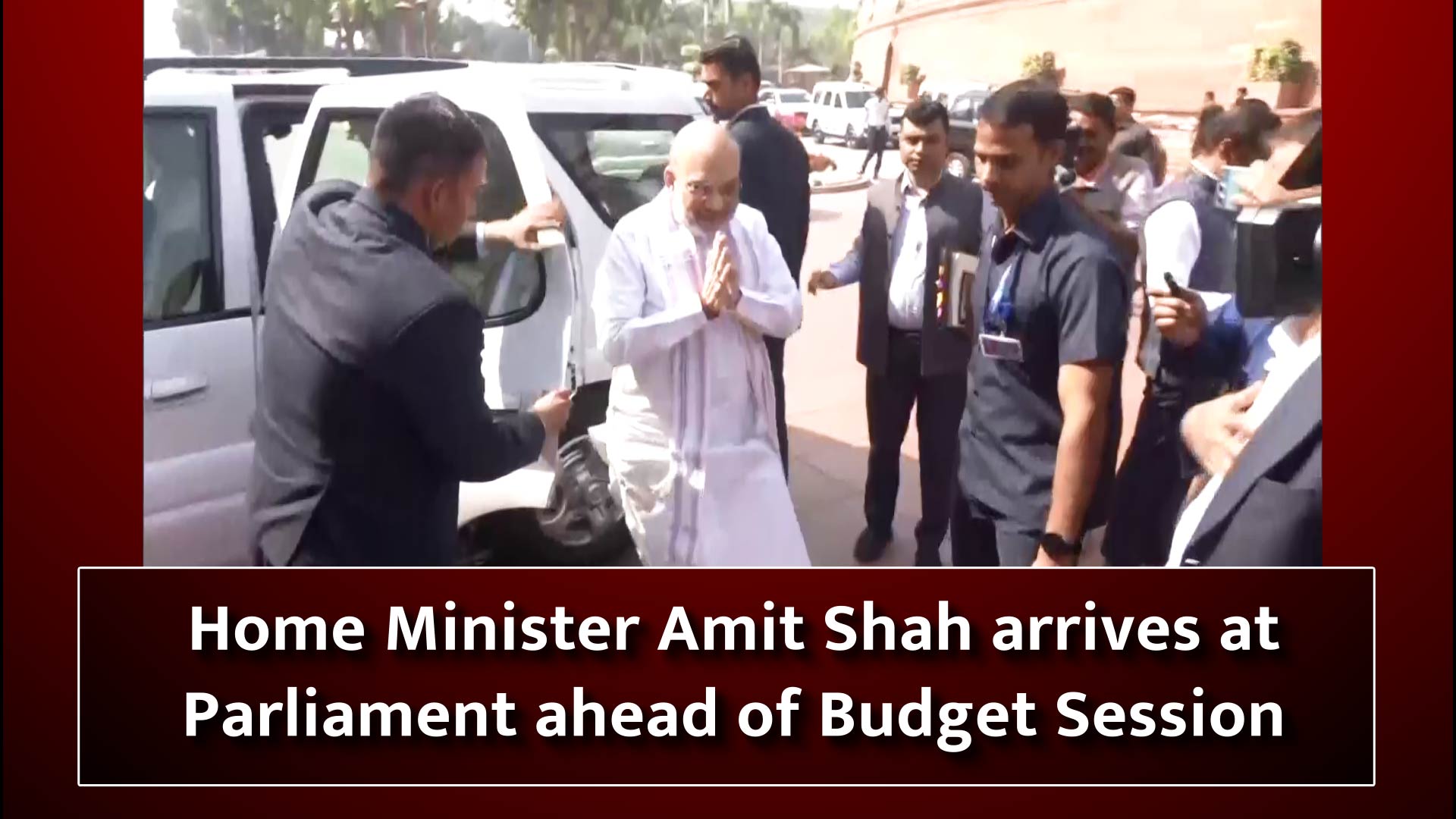 Home Minister Amit Shah arrives at Parliament ahead of Budget Session 